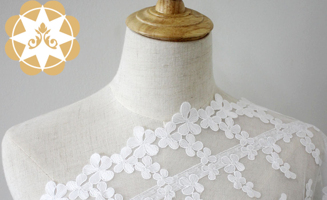 Winsunemb -Embroidery Lace Fabric Flower Childrens Wear Fabric-1