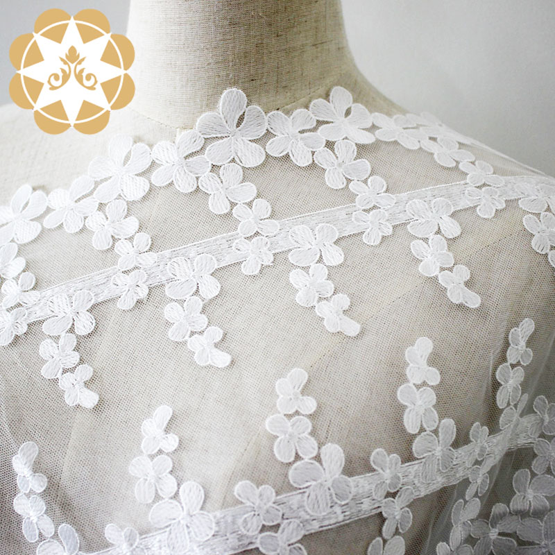 Winsunemb -Embroidery Lace Fabric Flower Childrens Wear Fabric-4