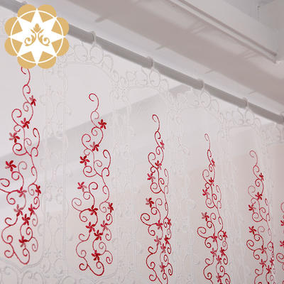 Half  Kitchen Tier Curtain 13.7 inches Width Embroidered Semi Sheer Short Curtains for Bathroom