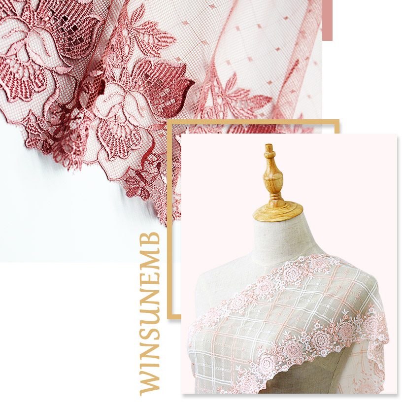 1 yard Veils Baby Clothes Curtain Runners 19/" PINK DOUBLE SCALLOP ALLOVER LACE