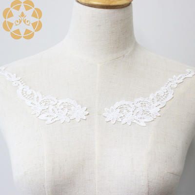 Embroidered  Motif Embroidered Floral Collar Applique Lace Neckline Cotton Lace Collar Applique for Sewing