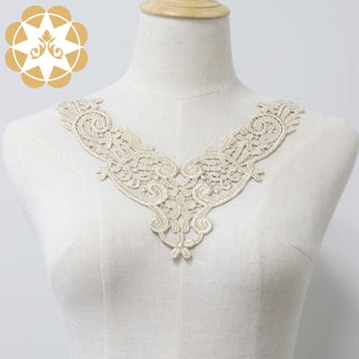 Golden Venice Lace Applique Collar/ Lace Necklace/neckline/Chemical Motif for Garments, Jewelry or costume Design