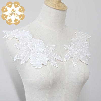 Factory supplier Floral motif applique lace cutwork embroidery sewing on clothers dress or craft for accessories