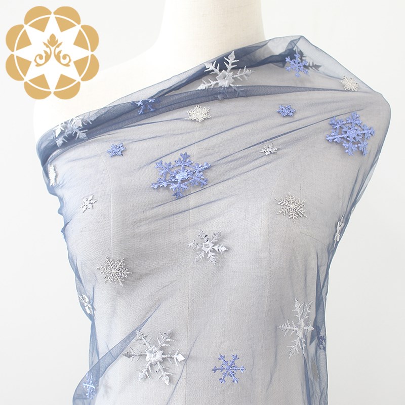 Winsunemb -High-quality Bridal Lace By The Yard | Winsunemb Blue Snowflake Embroidery-1