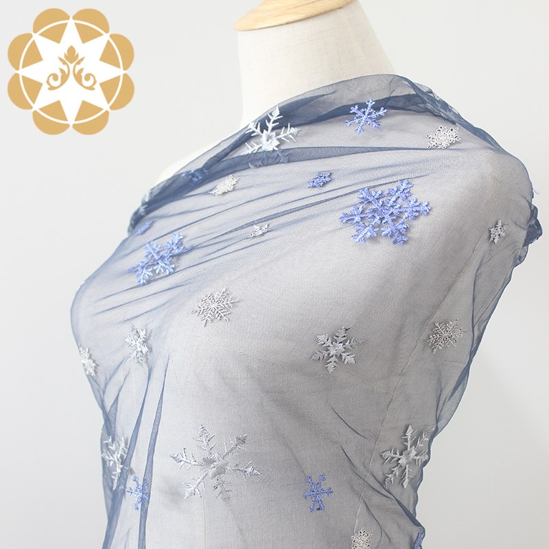 Winsunemb -High-quality Bridal Lace By The Yard | Winsunemb Blue Snowflake Embroidery-2