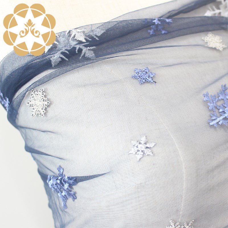 Winsunemb -High-quality Bridal Lace By The Yard | Winsunemb Blue Snowflake Embroidery-4