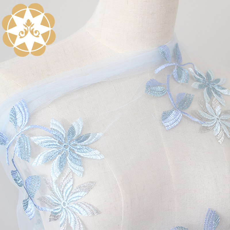 Winsunemb -Find White Lace Fabric Gold And Blue Double Flower Lace Is Polyester Embroidery Fabric-4