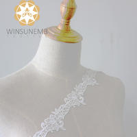 Winsunemb Ivory white single hook much leaf small sexy flower  Embroidery Lace Trimming