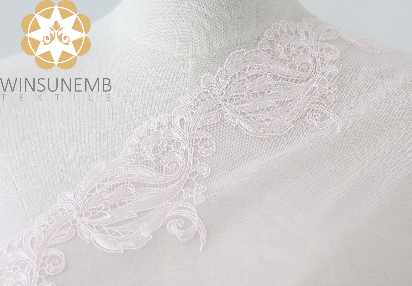 Winsunemb -Lace Fabric | Surrounded By Love Mermaid Single-wave Embroidery Lace Trimming 21 Cm-4